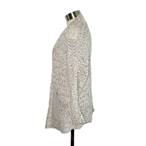 Cato Women's Size S Nubby Mixed Texture Gray Metallic Open Cardigan Sweater - Picture 3 of 9